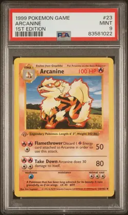 Pokemon Arcanine Base Set Shadowless 1st Edition - PSA 9 GREY GRAY stamp - Image 1