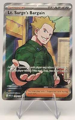 Pokemon TCG Lt. Surge's Bargain Full Art Holo Rare 170/132 Mega Evolutions NM - Image 1