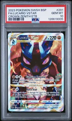 PSA 10 GEM MINT Lucario VSTAR Promo SWSH291 Crown Zenith ETB Pokemon Card - Image 1