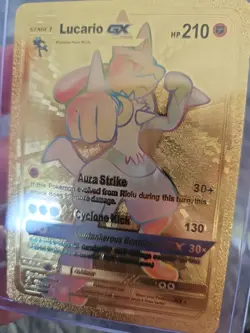 Lucario GX Rainbow Gold Foil Fan Art Vinyl Textured Collector Pokemon Card - Image 5