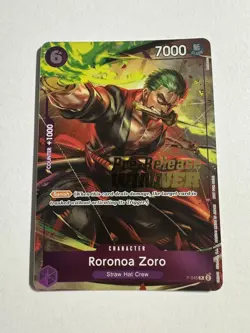 One Piece English Roronoa Zoro Foil Winner Card P-045 - OP06 Pre-Release - Image 3