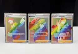 3x Full Art Rainbow Trainer Pokemon Cards Cyllene, Brandon & Karens Conviction - Image 1