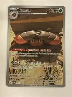 Pokemon TCG Crustle Rare Holo Illustration Card 186/182 Sv10: Destined Rivals NM - Image 1