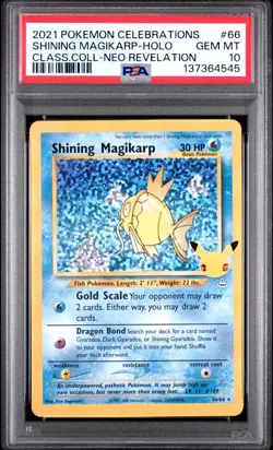 PSA 10 SHINING MAGIKARP 66/64 HOLO CELEBRATIONS CLASSIC COLLECTION POKEMON ✨ - Image 1