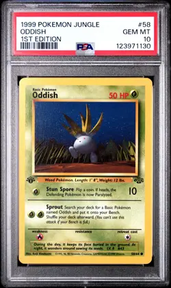 1999 POKEMON JUNGLE 1ST ED #58 ODDISH PSA 10 - Image 1