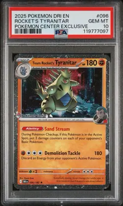 Team Rocket's Tyranitar #096/182 Pokemon Center Destined Rivals (PSA 10) - Image 1