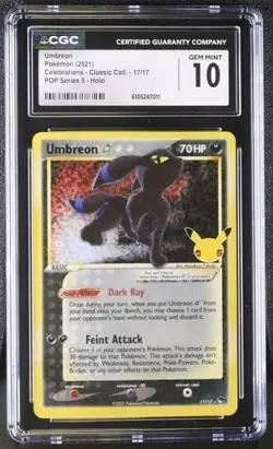 Pokemon Umbreon Gold Star Celebrations 17/17 CGC Gem Mint 10 - Image 1