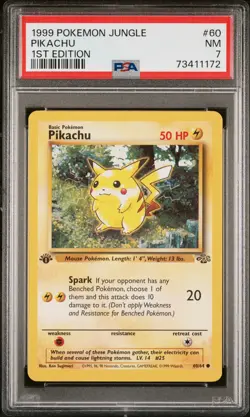 Pokemon TCG Pikachu Jungle 60/64 Regular 1st Edition PSA Graded NM 7 - Image 1