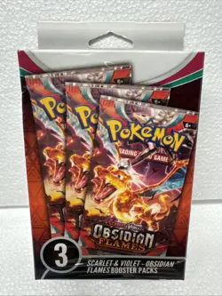 Pokemon Scarlet & Violet Obsidian Flames Hanger Box 3 Booster Packs Sealed New - Image 1