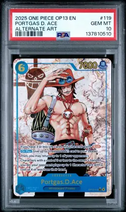 2025 ONE PIECE PORTGAS D ACE ALTERNATE ART # 119 PSA 10 *POP 15* - Image 1