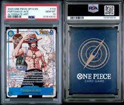 2025 ONE PIECE PORTGAS D ACE ALTERNATE ART # 119 PSA 10 *POP 15* - Image 3