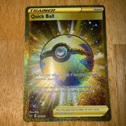 Pokemon TCG Quick Ball 216/202 Swsh01 Sword & Shield Secret Rare Gold Holo 2020 - Image 4
