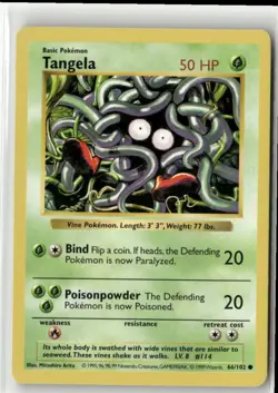 1999 Pokemon Classic - Base Set Vintage SHADOWLESS WotC Tangela #66/102 - Image 1