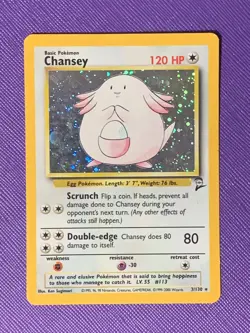 Pokemon TCG Chansey 3/130 Holo Original WOTC Base Set 2 1999-2000 LP - Image 1
