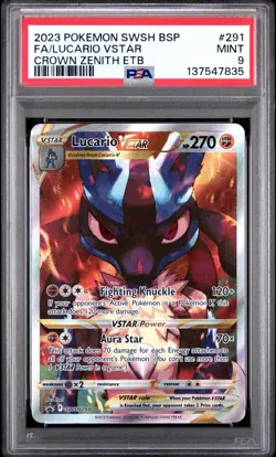 Pokemon TCG Lucario VSTAR SWSH291 Holo Black Star Promo Crown Zenith PSA 9 Mint - Image 1