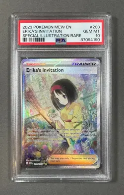 2023 Pokemon MEW EN Erika's Invitation Special Illustration RARE PSA 10 #203 - Image 1