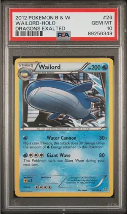 PSA 10 Gem Mint Pokemon Wailord Holo 26/124 Black & White Dragons Exalted Holo - Image 1