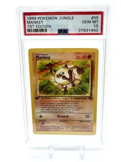 PSA 10 Pokemon TCG 1999 Pokemon Jungle #55 Mankey 1st Edition GEM MT - Image 1