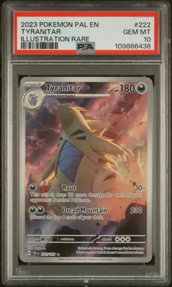 2023 POKEMON PAL EN-PALDEA EVOLVED ILLUSTRATION RARE #222 TYRANITAR PSA 10 - Image 1