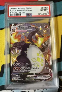 Pokemon TCG 2021 Charizard VMAX Shining Fates SV107/SV122 GM PSA 10 - Image 1