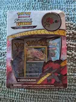 Pokemon TCG Shining Legends Zoroark Card Box with Pin (Damaged, Please Read). - Image 1