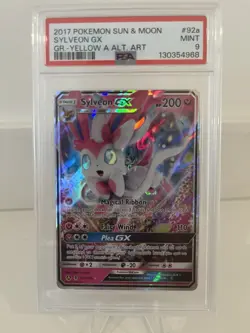 2017 POKEMON SUN & MOON GUARDIANS RISING YELLOW A ALTERNATE ART SYLVEON GX PSA 9 - Image 1