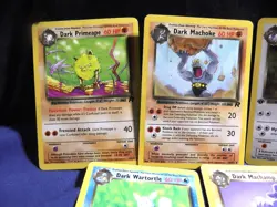 VINTAGE POKEMON Team Rocket Set (Lot of 5 Dark Pokemon) Machoke, Machamp - MP VG - Image 2