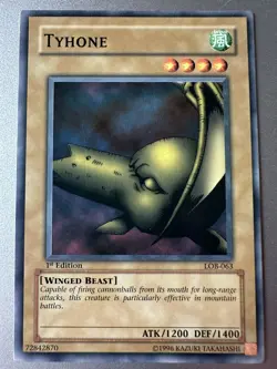 YuGiOh Tyhone LOB-063 1st Edition The Legend of Blue Eyes White Dragon Common LP - Image 1