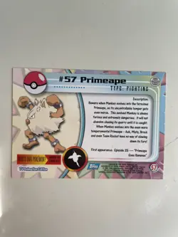 Primeape #057 HOLO Topps pokemon card (TV Animation Edition) MINT - Image 3