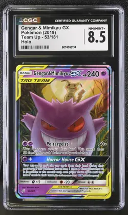 CGC 8.5 Gengar & Mimikyu GX 2019 Team Up 53/181 Holo Pokemon Card - Image 1