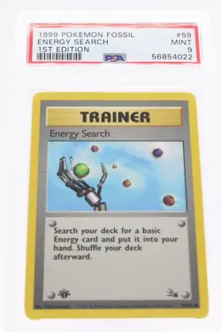 PSA 9 MINT 1999 Pokemon Fossil #59 Energy Search 1st Edition !!! - Image 1