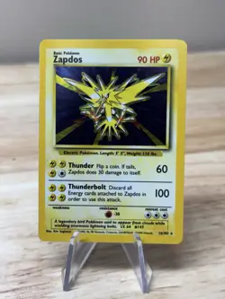 Pokemon TCG Zapdos Base Set 16/102 Holo Unlimited Holo Rare NM/LP - Image 1
