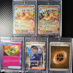 Prismatic Evolutions Pokemon Lot (2) Flareon ex Gold Energy Ace Spec Amarys FA - Image 1