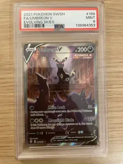 2021 POKEMON SWORD & SHIELD EVOLVING SKIES #189 FULL ART/UMBREON V PSA 9 - Image 1