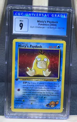 2000 POKEMON GYM CHALLENGE 1ST EDITION MISTY’S PSYDUCK 90/132 CGC MINT 9 - Image 1