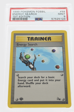 PSA 9 MINT 1999 Pokemon Fossil #59 Energy Search 1st Edition !!! - Image 1