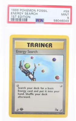 PSA 9 MINT 1999 Pokemon Fossil #59 Energy Search 1st Edition !!! - Image 1