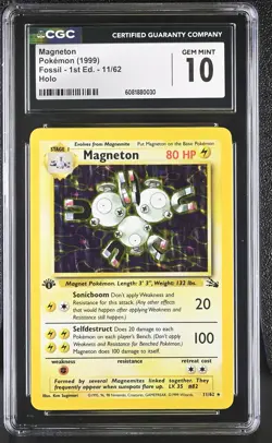 CGC 10 GEM MINT Magneton 1999 Fossil 1st Edition 11/62 Holo Pokemon Card - Image 1