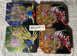 Pokemon TCG Slashing Legends Tins SET of 4 Koraidon Ex Zacian Xerneas NEW SEALED - Image 1