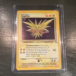 Pokemon Zapdos Fossil Holo Rare Card 15/62 80 HP Unlimited 1999 TCG - Image 1