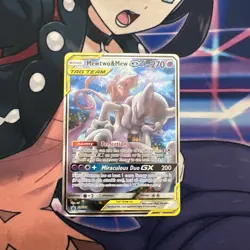 Pokemon TCG Mewtwo & Mew GX Black Star Promo Full Art Tag Team Holo Card - Image 1