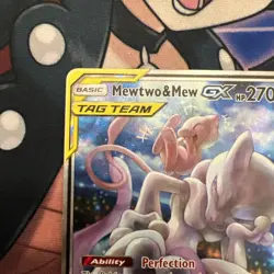 Pokemon TCG Mewtwo & Mew GX Black Star Promo Full Art Tag Team Holo Card - Image 3