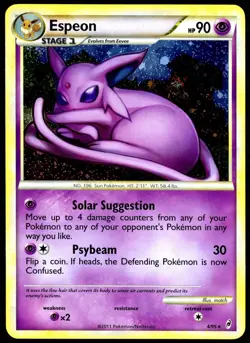 Pokemon TCG Espeon 4/95 2011 Call of Legends Holo Rare Card - MP - Image 1