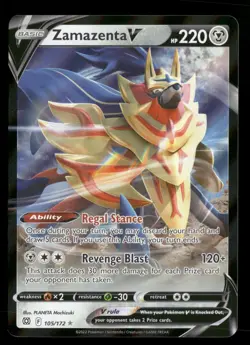 Zamazenta V - 105/172 - Ultra Rare - Brilliant Stars - Pokemon Card - NM/M - Image 1