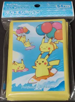 Pokemon Card Sleeves flying surfing Pikachu 64Pcs. - Image 1
