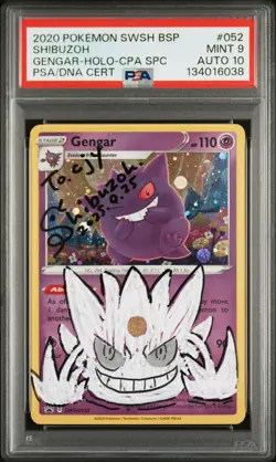 2020 POKEMON SWSH BLACK STAR PROMO #052 GENGAR-HOLO PSA 9 AUTO 10 - Image 1