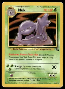 Pokemon TCG Fossil #28/62 Muk (28) DMG - Image 1