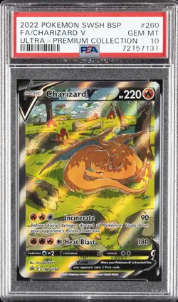 2022 POKEMON SWSH BLACK STAR PROMO #260 FULL ART/CHARIZARD V PSA 10 - Image 1