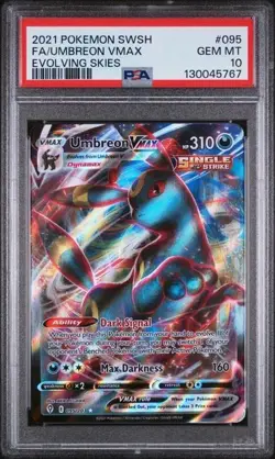 2021 POKEMON SWSH EVOLVING SKIES #095 FA/UMBREON VMAX EVOLVING SKIES - PSA 10 - Image 1