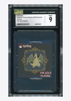 Pokemon CGC 9 Charizard 24K Gold Plating 2023 Candy Stickers Korean - Image 1